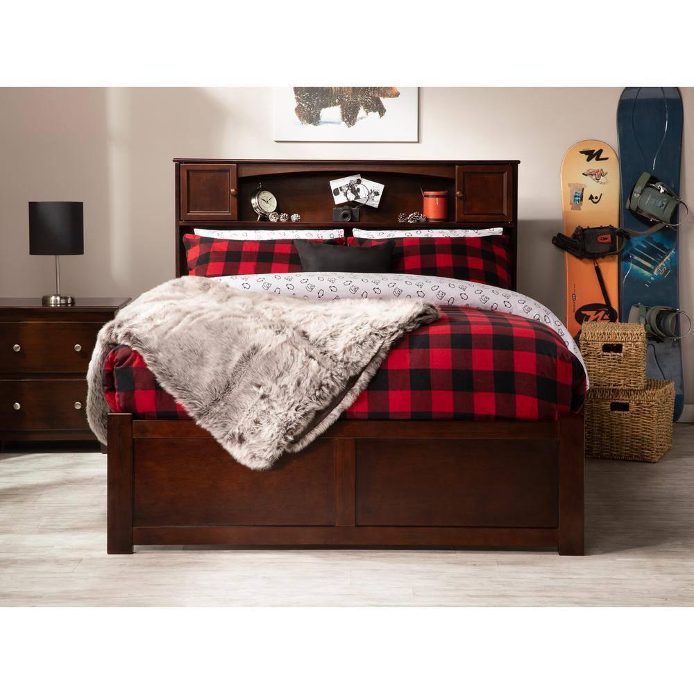 Full Newport Bed with Twin Urban Trundle, Bookcase Headboard, No Box Spring - AFI