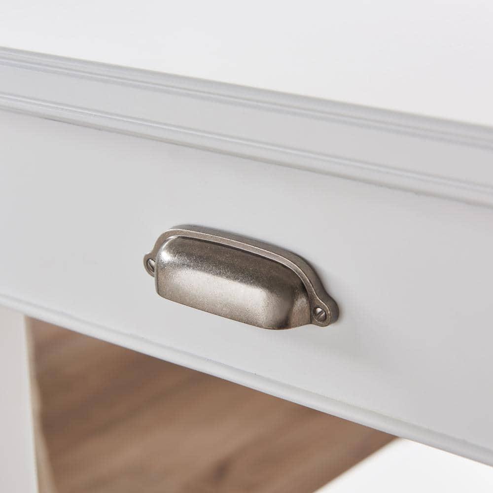 Leick Home 10507-WT Laurent End Table with Drawer and Display Shelf-White