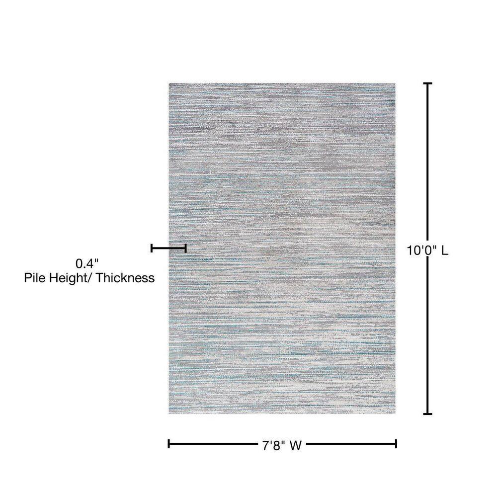 8'x10' Loom Modern Strie'  Area Rug, Gray/Turquoise - JONATHAN Y