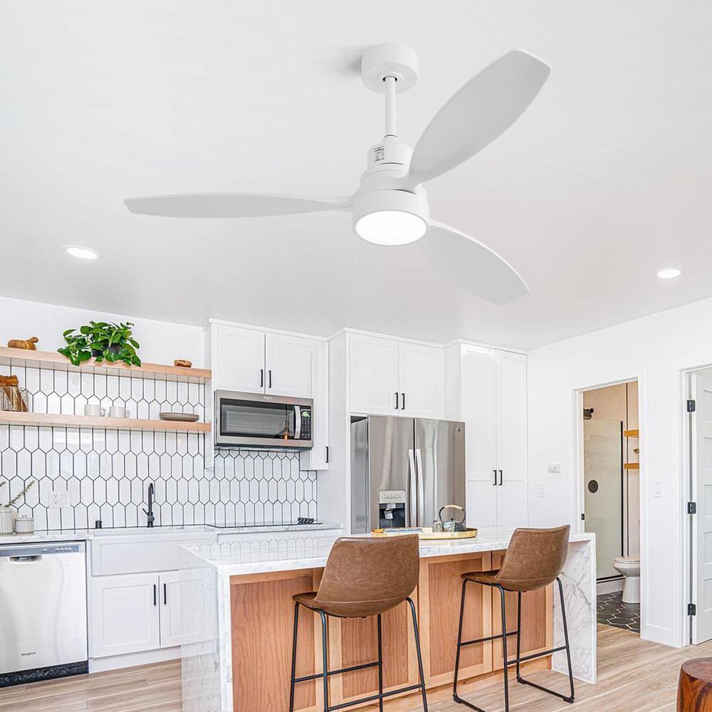 Moserein 52'' Indoor Ceiling Fan with Light and Remote Control,3 Blades,Reverse Airflow,White