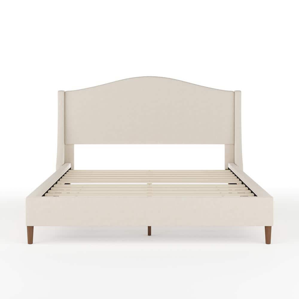 Martha Stewart Amelia Upholstered Platform Bed With Curved Headboard