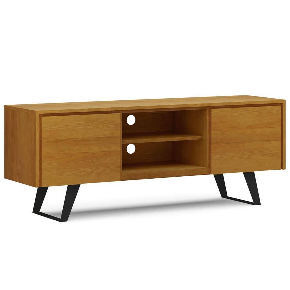Simpli Home Lowry 63"W Solid Wood Modern Industrial TV Stand for TVs up to 70" with Storage