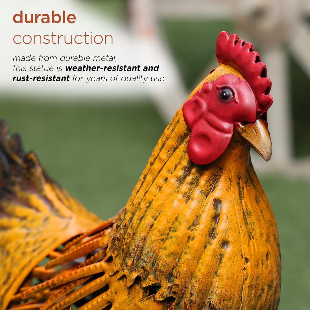 16" Indoor/Outdoor Metal Hen Decorative Garden Statue Golden Brown - Alpine Corporation: Iron Crafted Yard Art