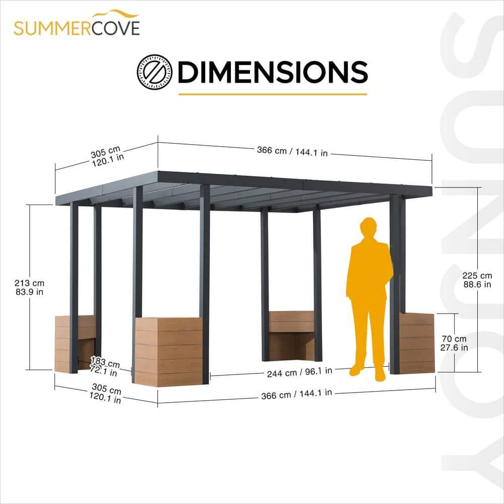 Sunjoy Sunjoy Marbella Pergola 10 x 12 ft. Outdoor Black Steel Frame Pergolas All-Season Durability High-Wind Rating for Outdoor Patio Deck Garden