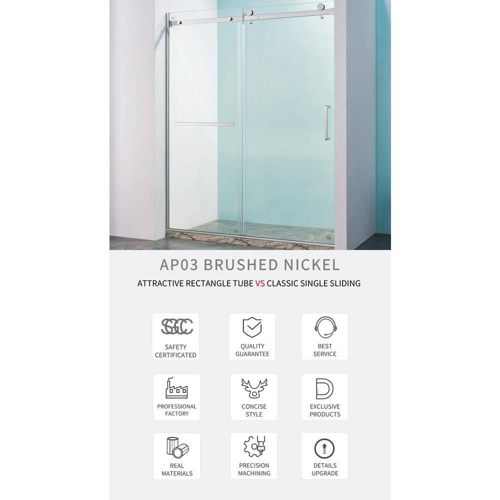 56"-60 ‘W x 75’ Aluminum Framed Single Slide Design Shower Door