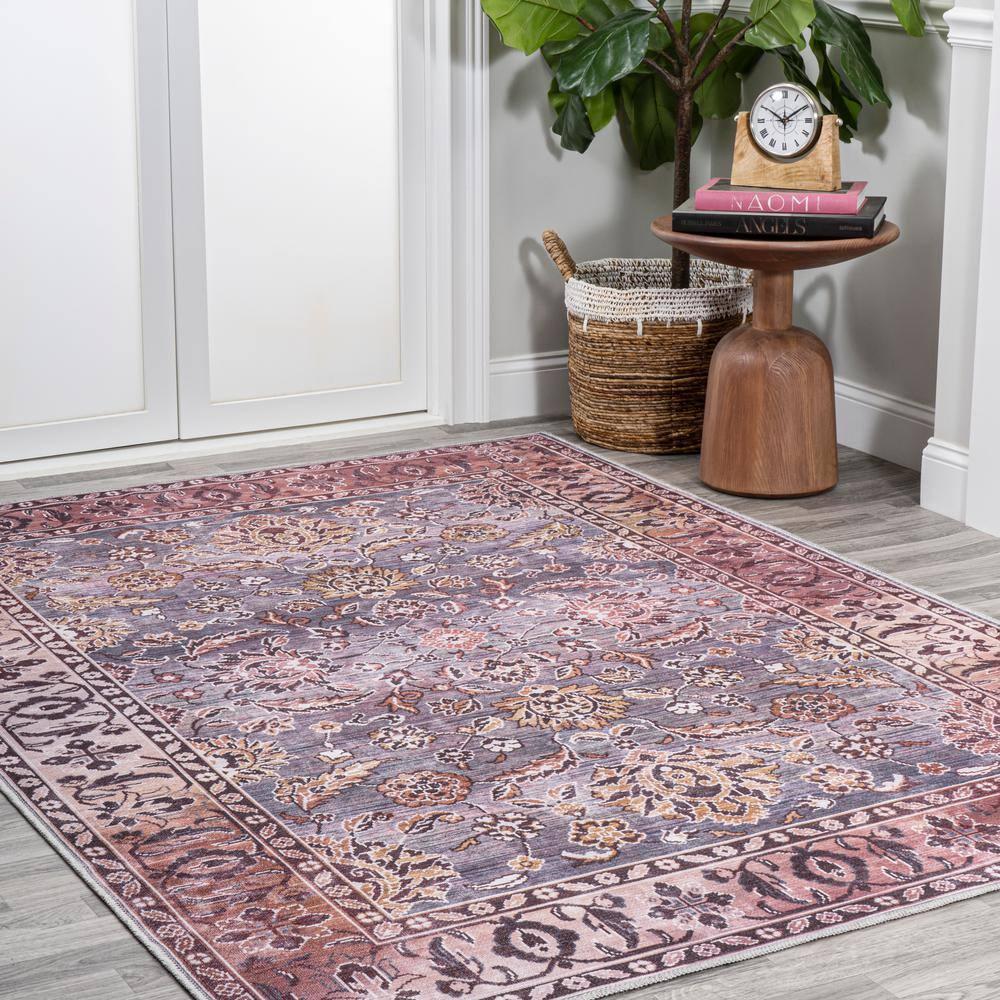 5' x 8' Victoria Ornate Persian All-Over Washable Area Rug, Brown/Gray - JONATHAN Y