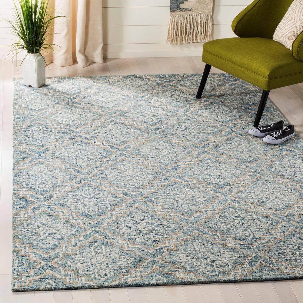 Abstract ABT201 Handmade Indoor Accent Rug - Blue/Grey - 3'x5' - Safavieh