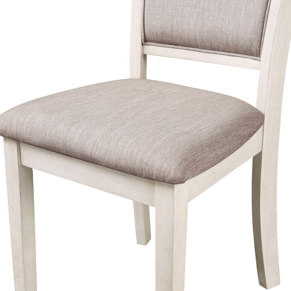 New Classic Furniture Amy 5-Piece Classic Wood Dining Table Set with Storage, Bisque/Gray