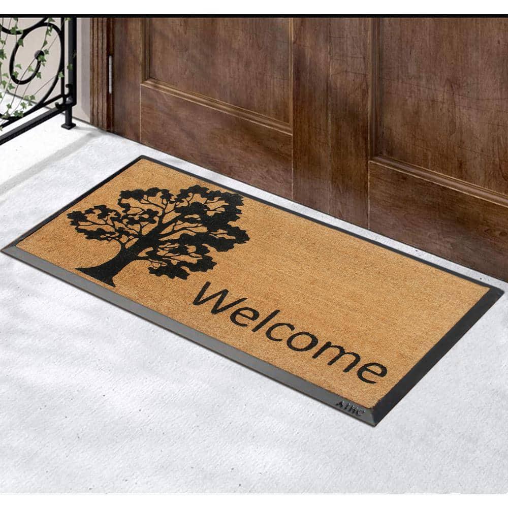 A1 Home Collections Entrance Door Mats, 24” x 48”, Durable Large Doormat, Non-Slip Welcome Doormat, Rubber Backed Thin-Profile Heavy Duty Door Mat, Doormat for Front Door, High Traffic Areas