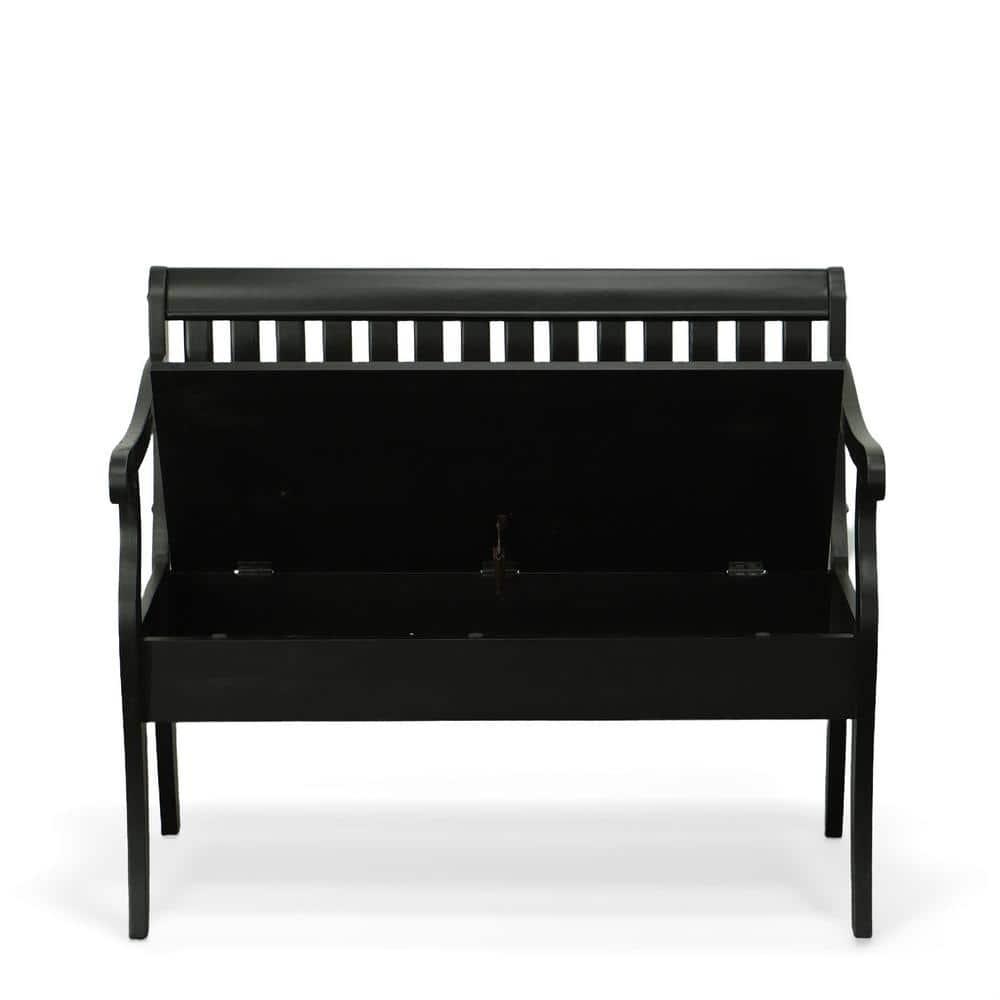 Carolina Living Martha Storage Bench Antique Black: Hardwood, Unupholstered, 2-Person Seating