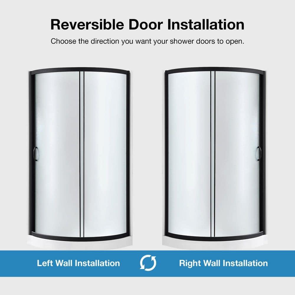 OVE Decors Breeze 33 in. Framed Round Shower Kit w/ Frosted Glass, Base, Wall