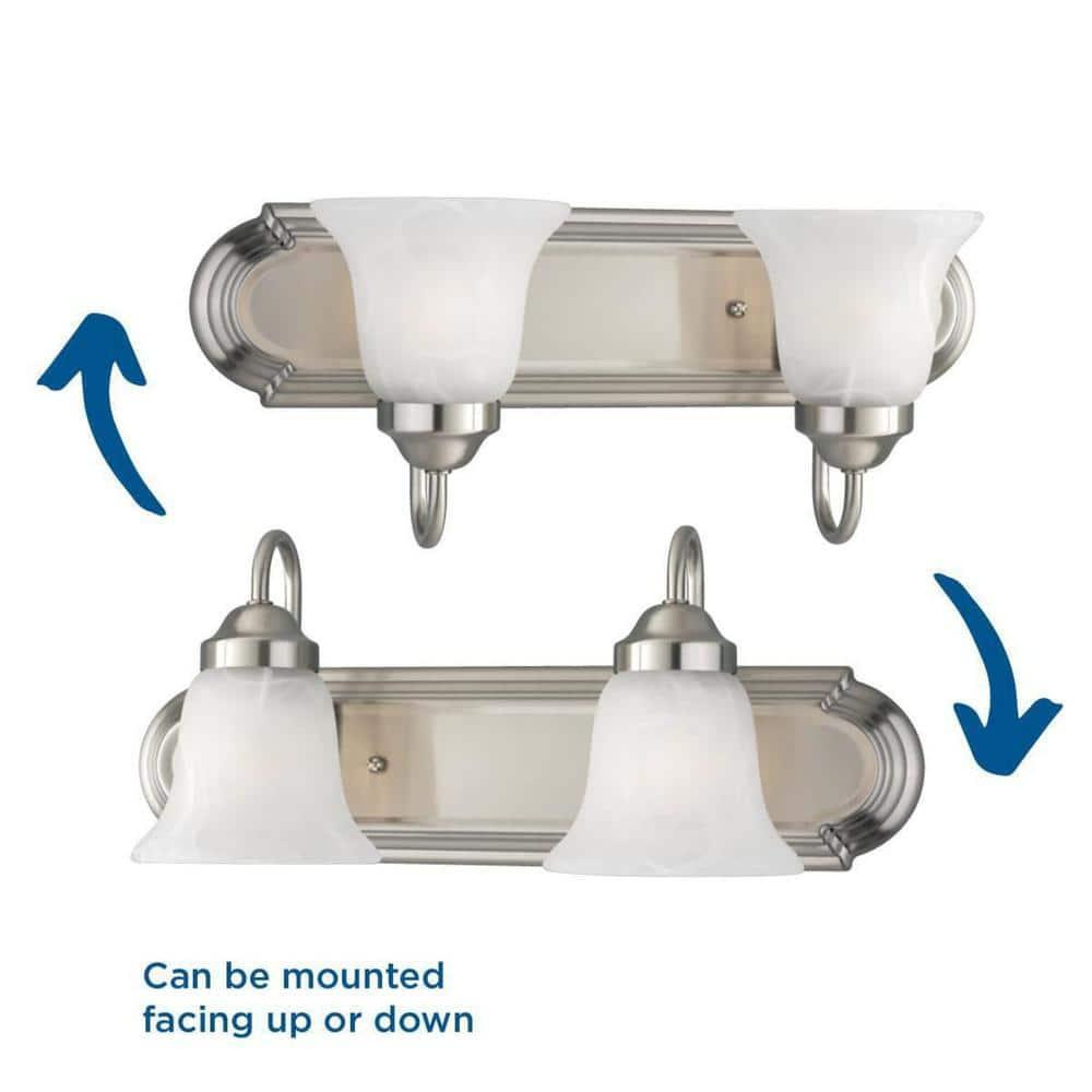 Progress Lighting Builder Collection 2-Light Wall Light in Brushed Nickel with Alabaster Glass Shade