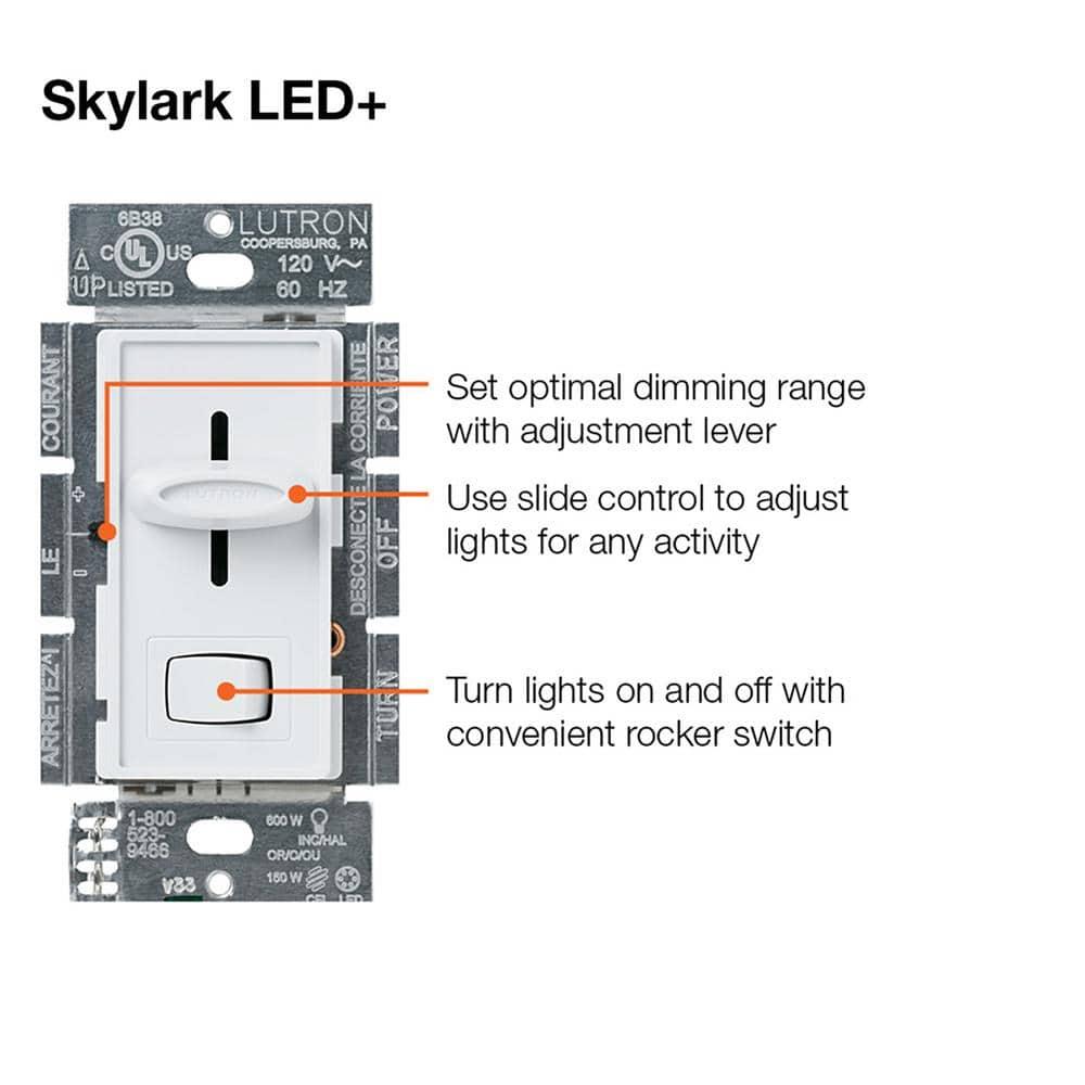 Lutron Skylark White 150 W 3-Way Dimmer Switch 1 pk