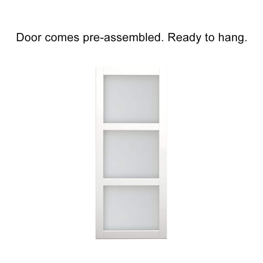 Calhome 36'' x 84'' Solid + Manufactured Wood Glass with Installation Hardware Kit Barn Door