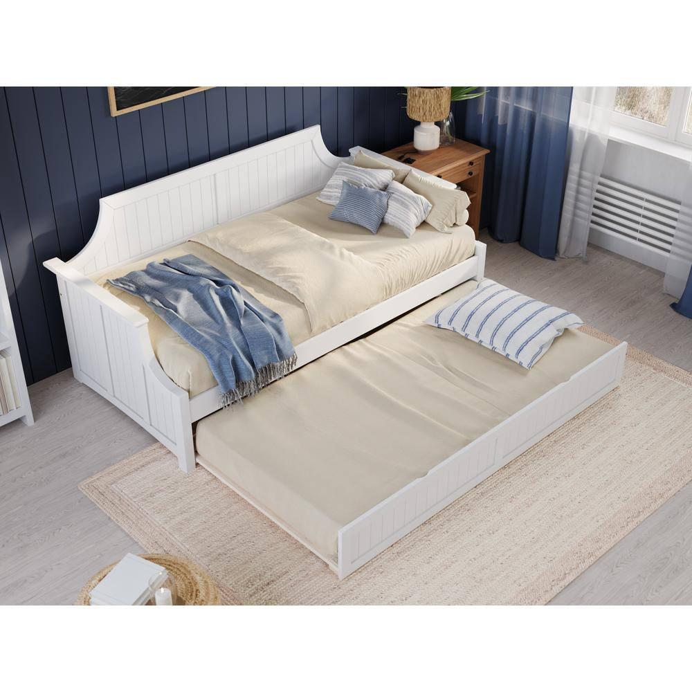 AFI Cambridge Twin Wood Daybed with Twin Size Trundle in White