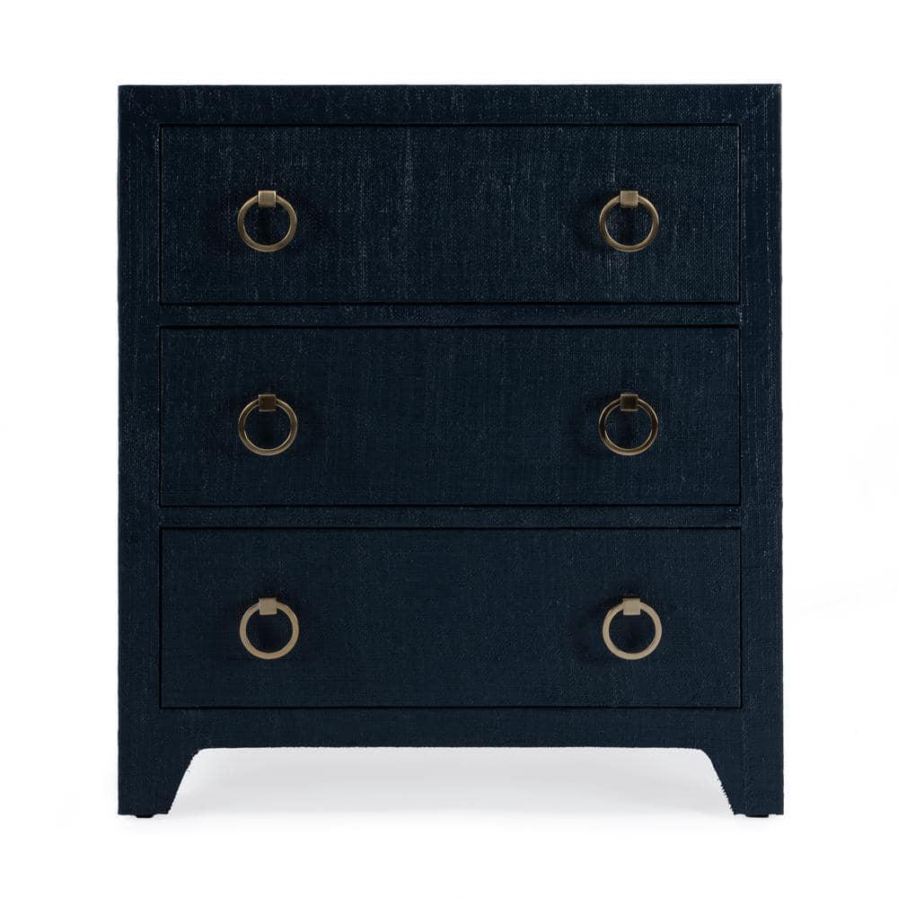 Butler Specialty Company Bar Harbor Raffia 3 Drawer Chest - Navy Blue