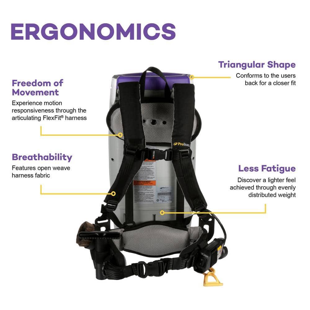 ProTeam Super Coach Pro 6 Backpack Vacuum Gray/Purple (107310)