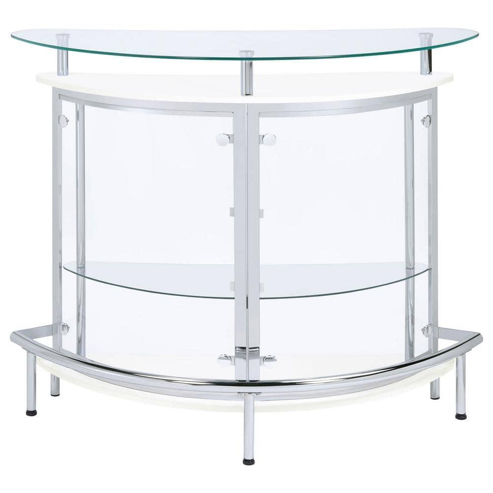Coaster Amarillo Modern 2 Tier Home Bar Cabinet White/Chrome