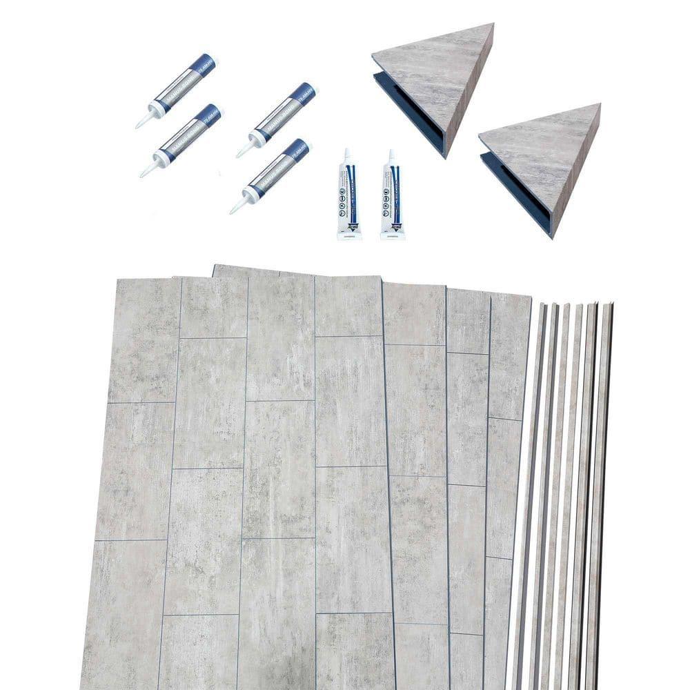 Palisade 30in x 60in x 78in Waterproof Vinyl Shower Surround Kit with Accessories in Wind Gust