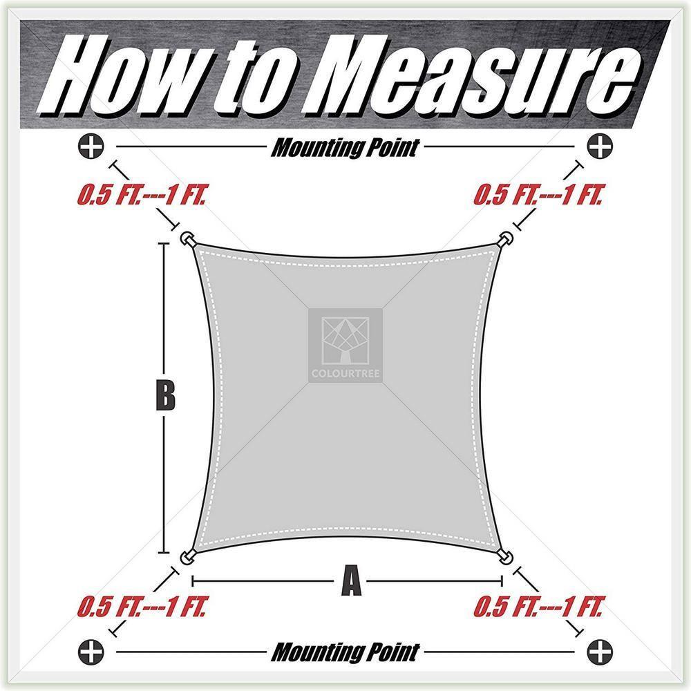ColourTree Colourtree Sun Shade Sail Rectangle Canopy Fabric Cloth Screen, Water Permeable & UV Block UPF50
