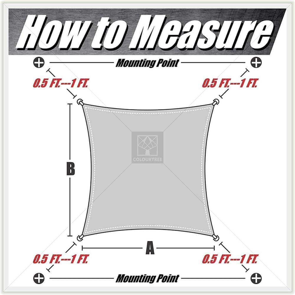 ColourTree Colourtree Sun Shade Sail Rectangle Canopy Fabric Cloth Screen, Water Permeable & UV Block UPF50