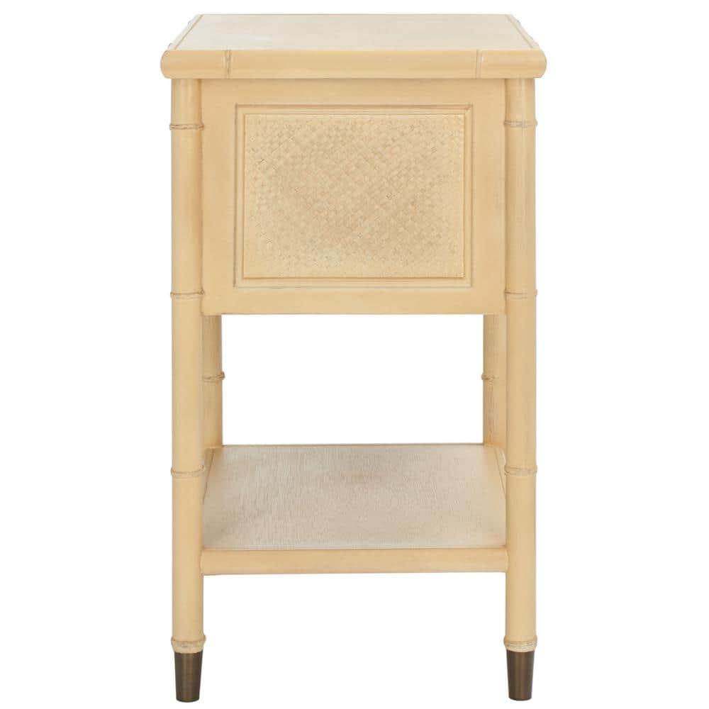 Ahab 2 Drawer 1 Shelf Accent Table - ACC6606A - Light Blonde/Gold - Safavieh