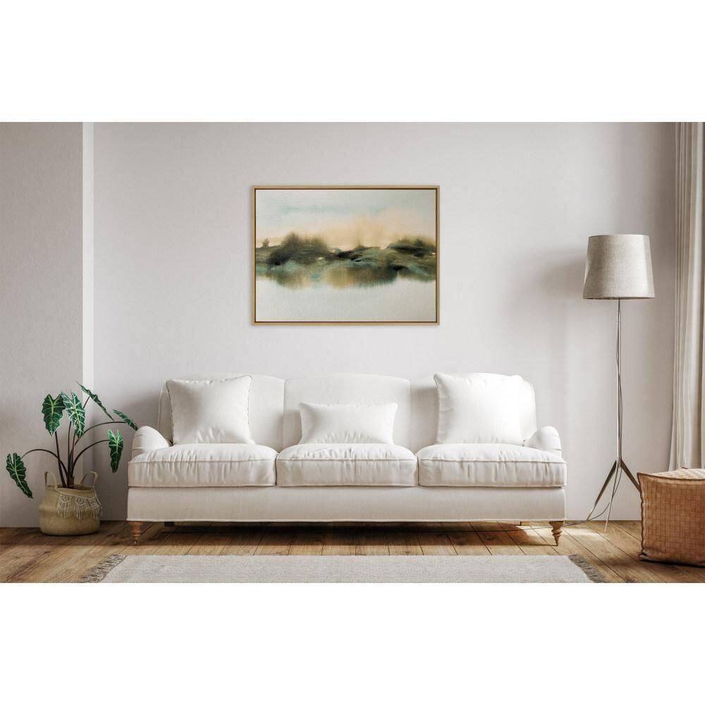 28" x 38" Sylvie Tranquil Meadows Framed Canvas by Amy Lighthall Natural: Home Office Wall Decor - Kate & Laurel All Things Decor