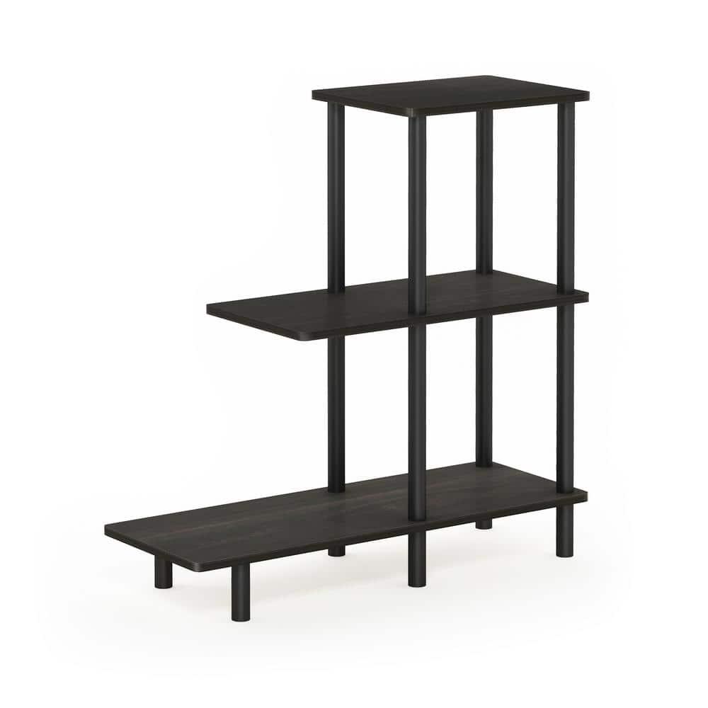 18127EX-BK Turn-N-Tube 3-Tier Sofa Side Table, Espresso & Black - 31.5 x 25.63 x 11.61 in.
