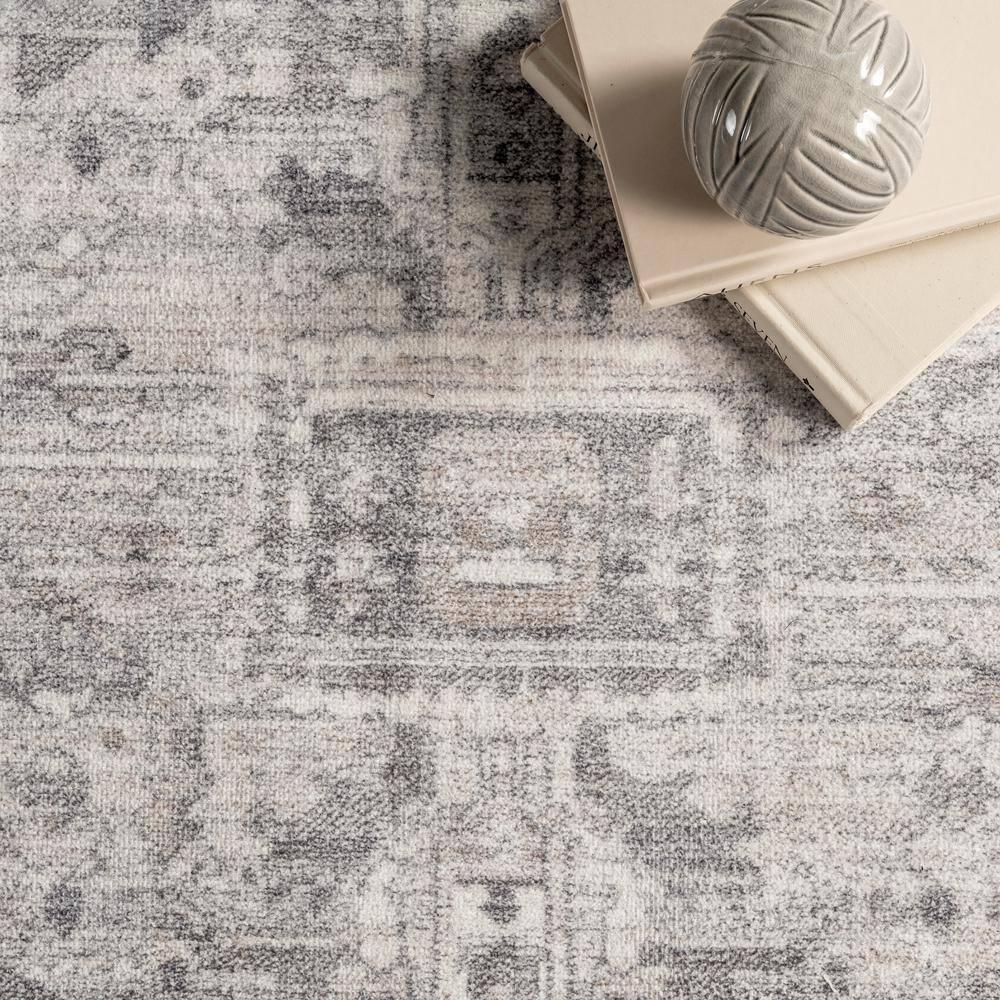 Nuloom 6 Round Machine Washable Rain Haven Vintage Medallion Indoor Area Rug, Grey Non-Slip Backing, Stain Resistant,  BedroomLiving Room, Kitchen