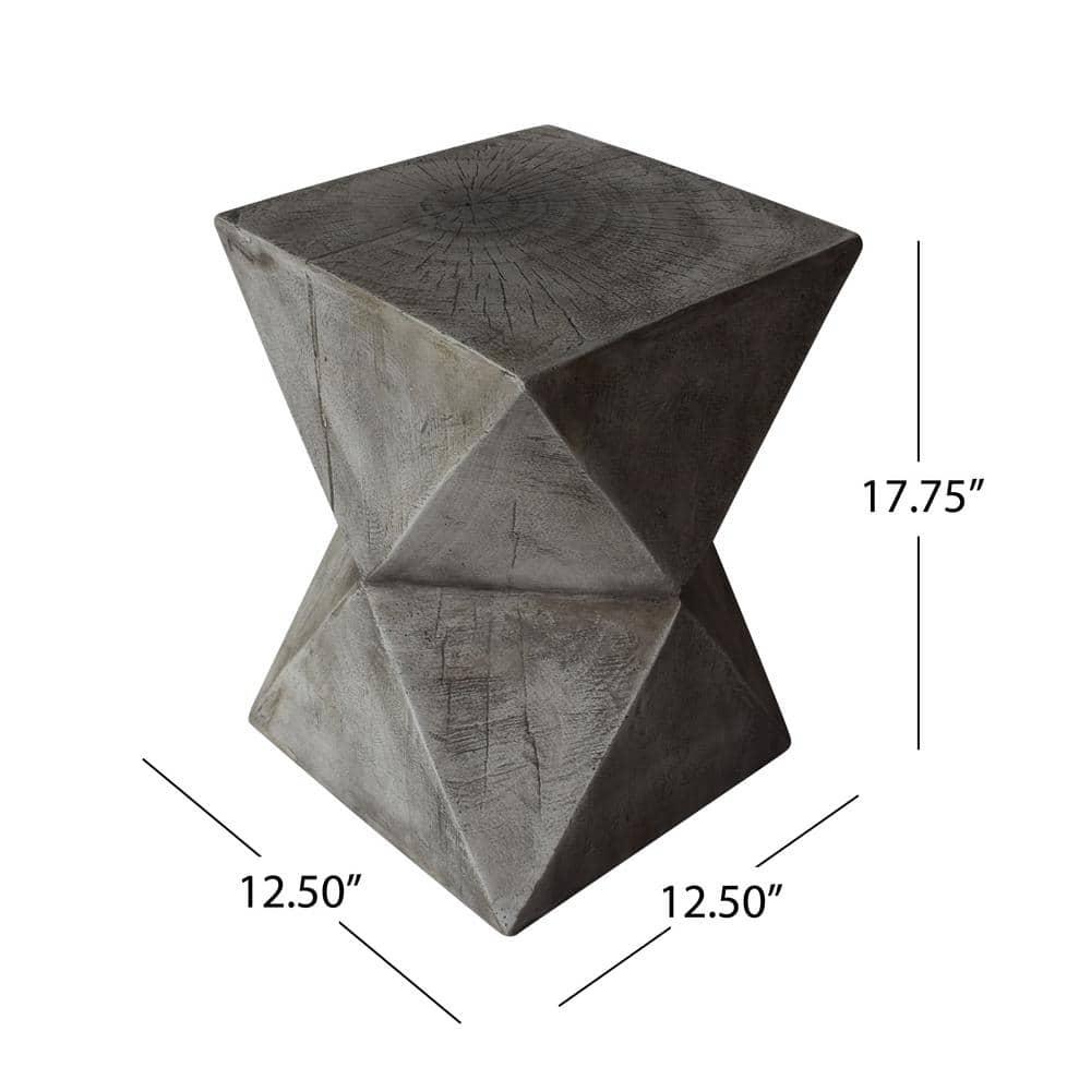 Noble House Waylon Modern Light Weight Concrete Outdoor Accent Table in Gray
