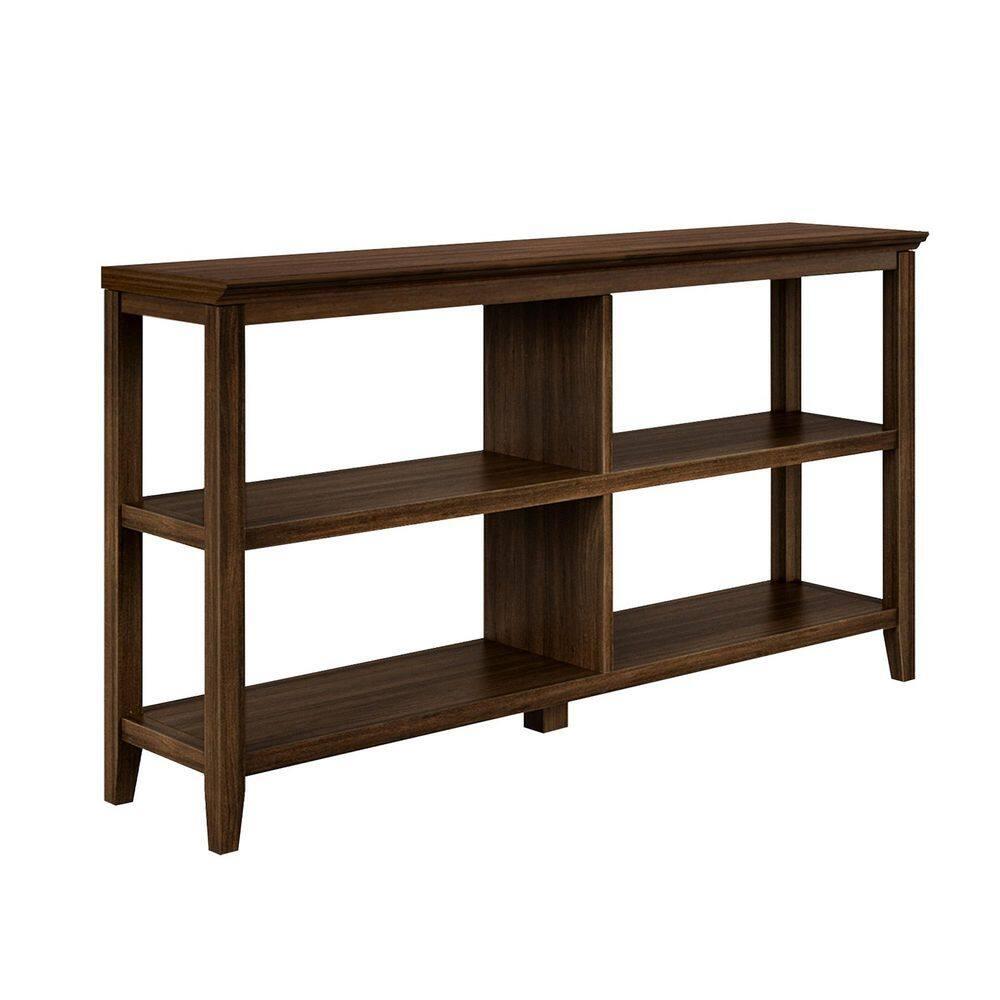HomeRoots Brown Solid Wood Double Bookcase