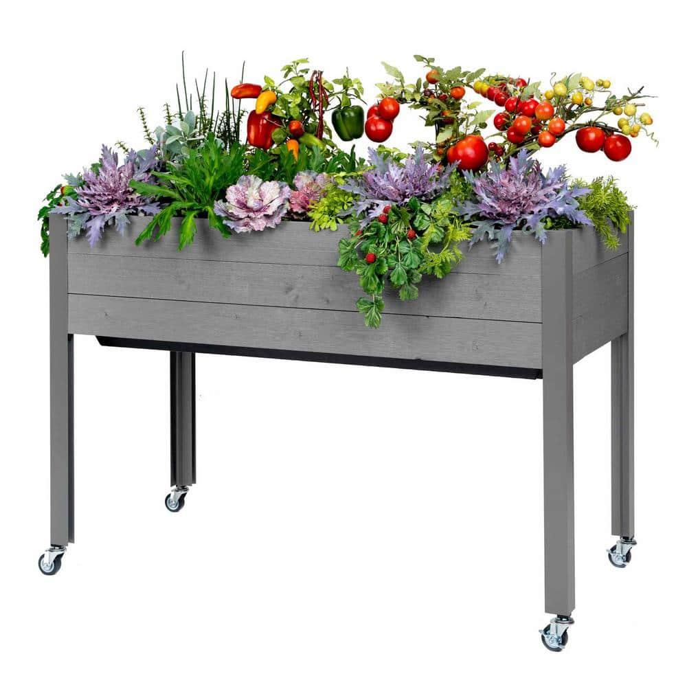 47" Wide rectangular Planter Self-Watering Wooden Gray - CedarCraft