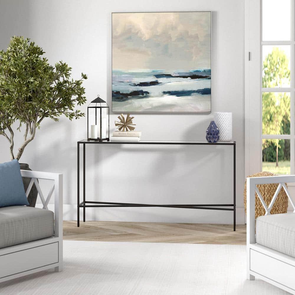 55" Black Bronze Console Table with Glass Tabletop - Henn&Hart