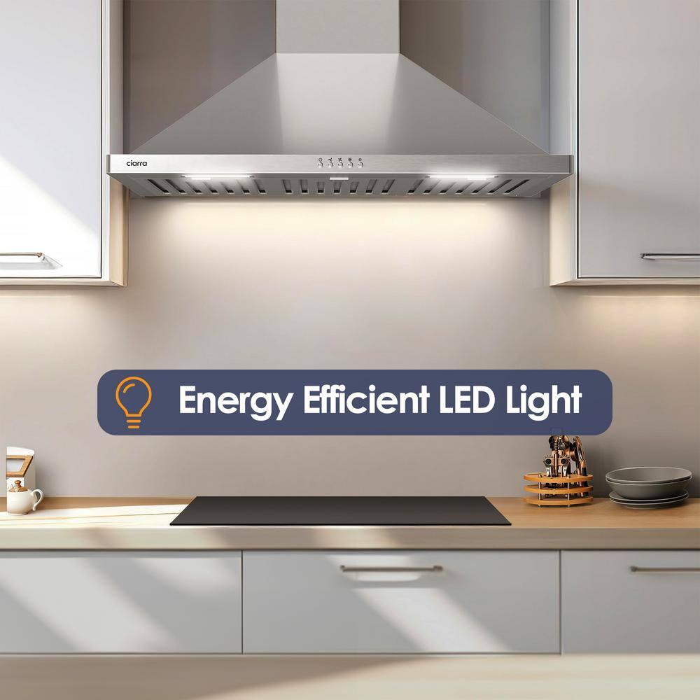 CIARRA Range Hood 30 inch Wall Mount Chimney Hood Range 450 CFM Ducted and Ductless Kitchen Hood Vent in Stainless Steel, CAS75302