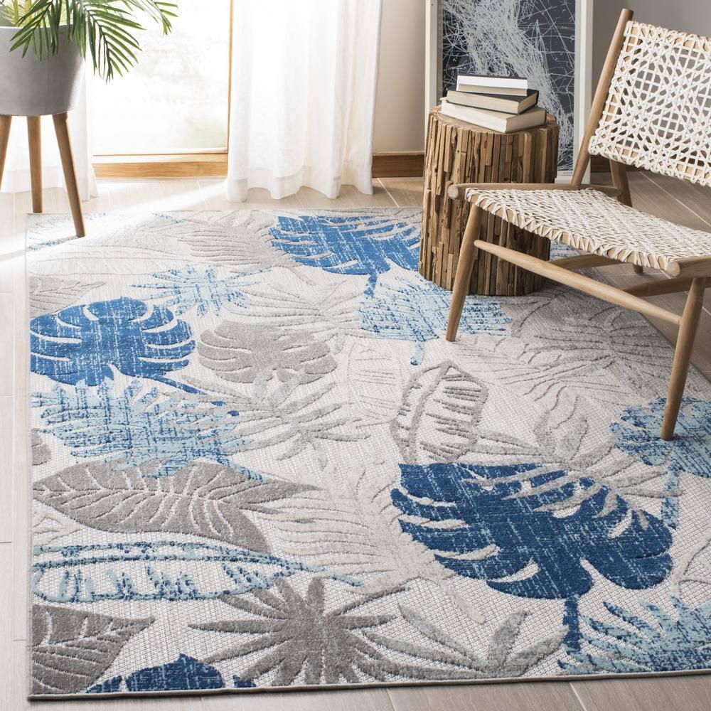 Cabana CBN831 Power Loomed Indoor/Outdoor Area Rug - Grey/Blue - 5'3"x7'6" - Safavieh.