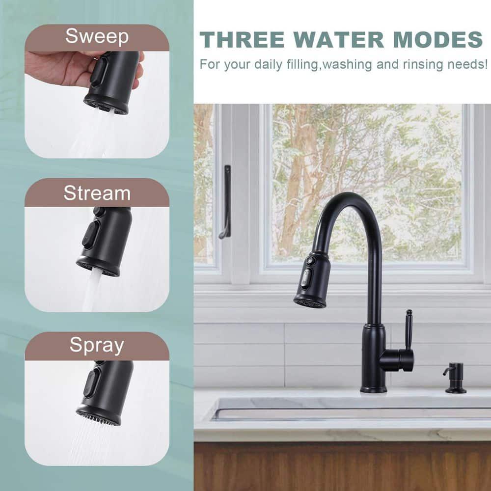 WOWOW WOWOW Pull Down Kitchen Faucet with Soap Dispenser 2310101RB-S