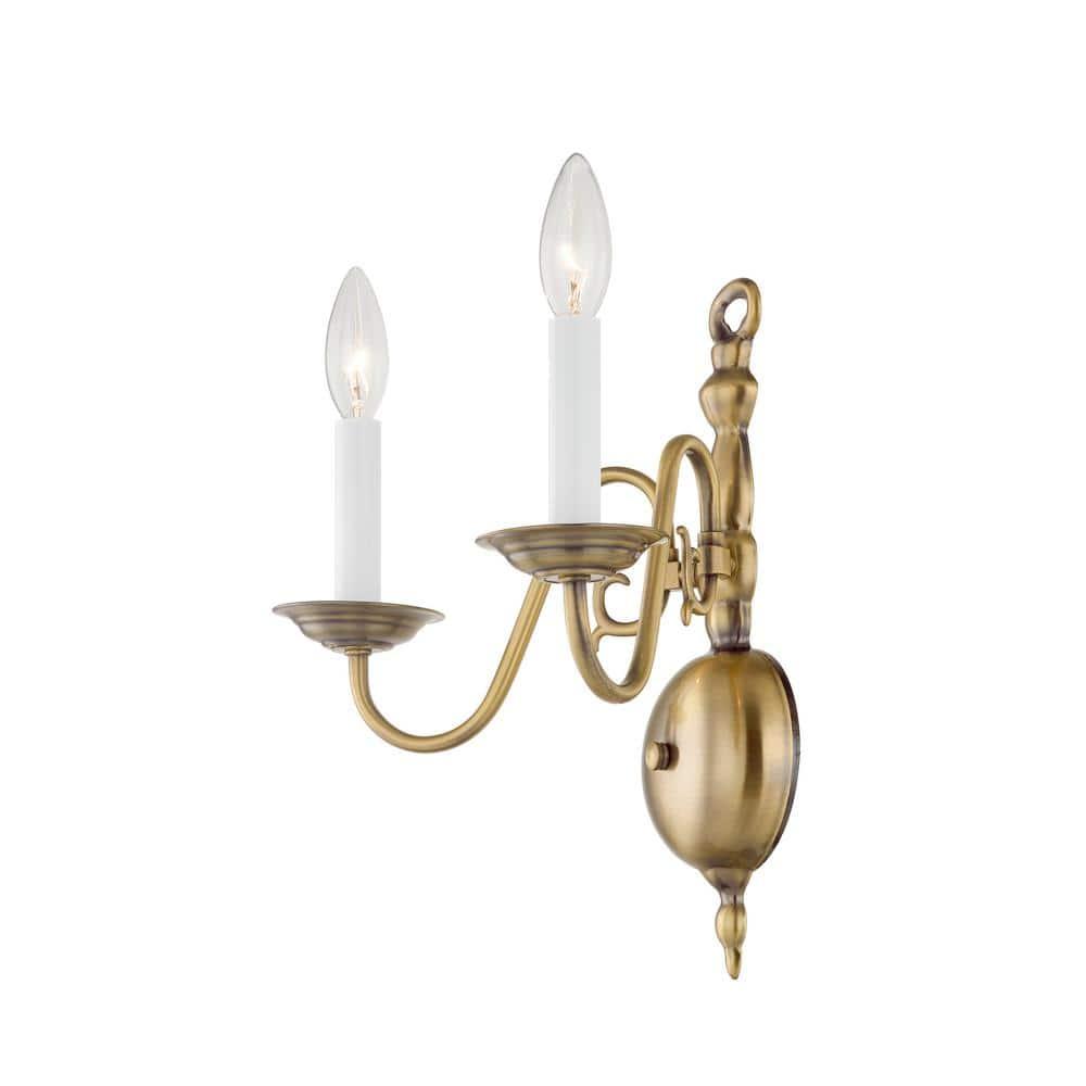 Livex Lighting Williamsburgh 2 - Light Wall Light in  Antique Brass