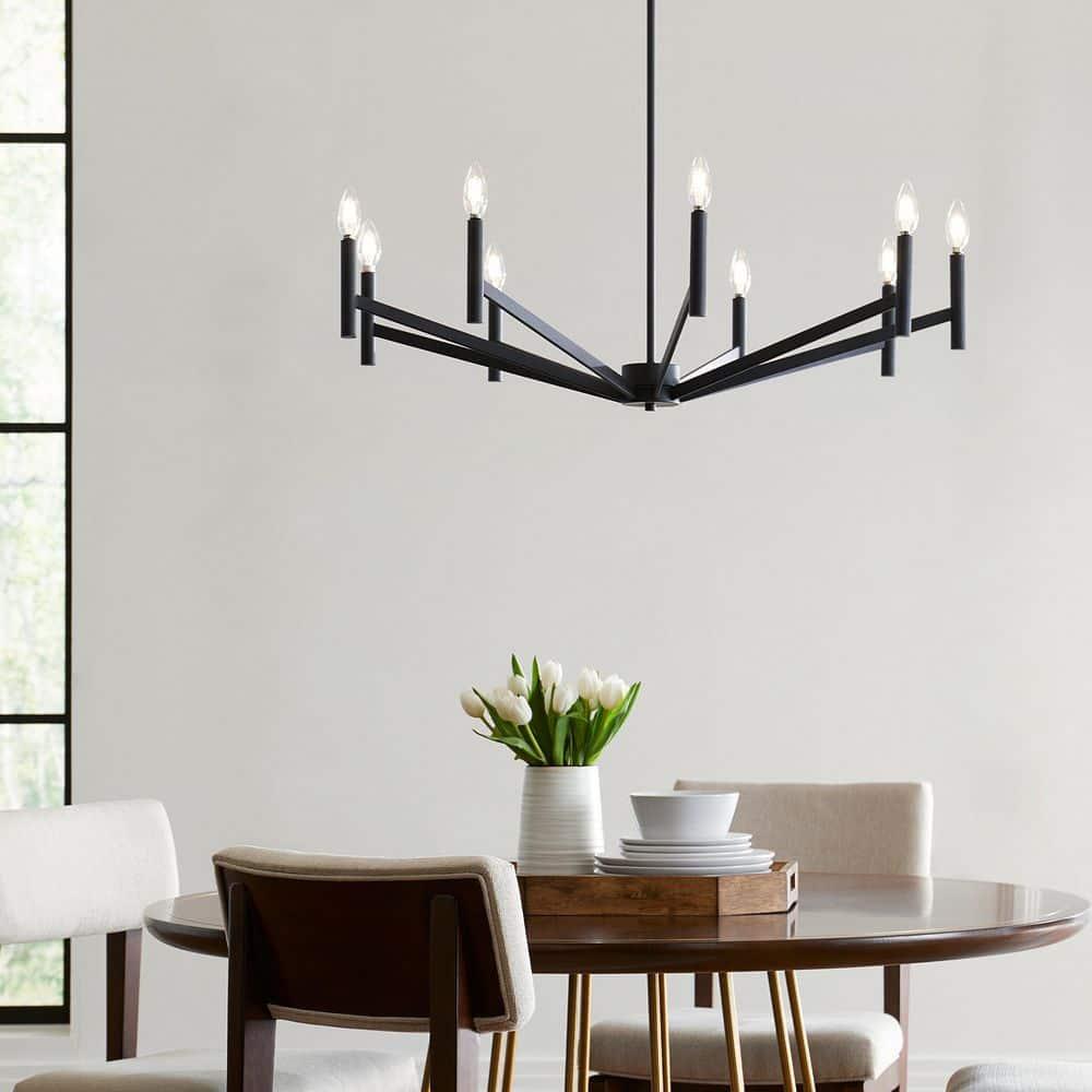 Midnight Black 9-Light Modern Steel Chandelier