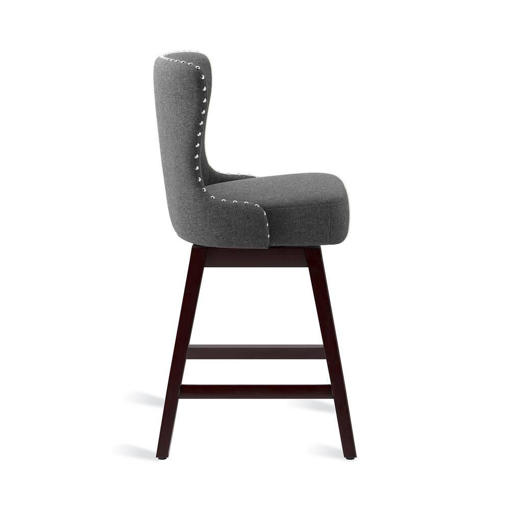 Zola 26 in. Gray Wood Frame Fabric Upholstered Swivel Bar Stool (Set of 4)