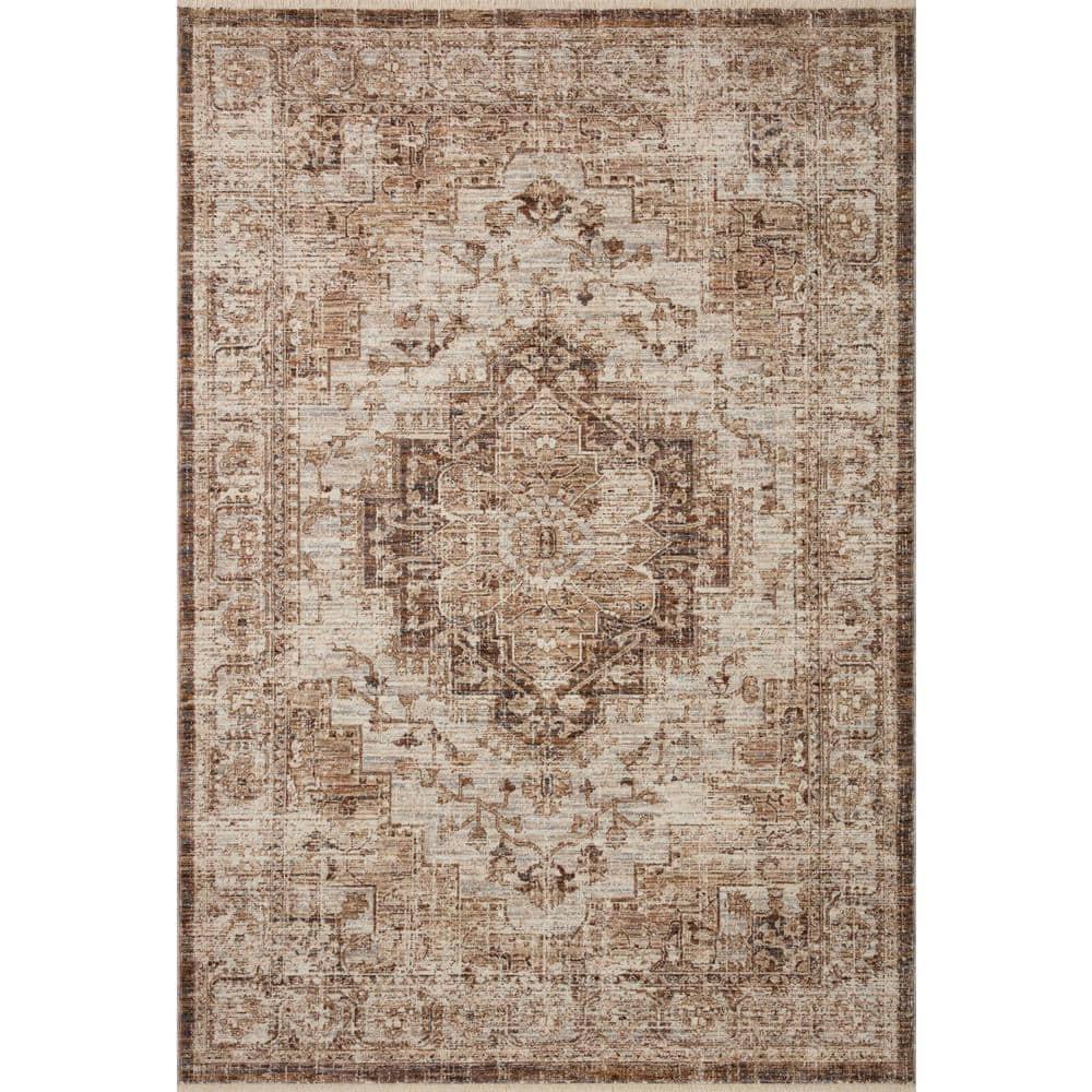 Loloi Rugs Sorrento Oriental Machine Made Power Loom Polyester Area Rug in Beige/Brown