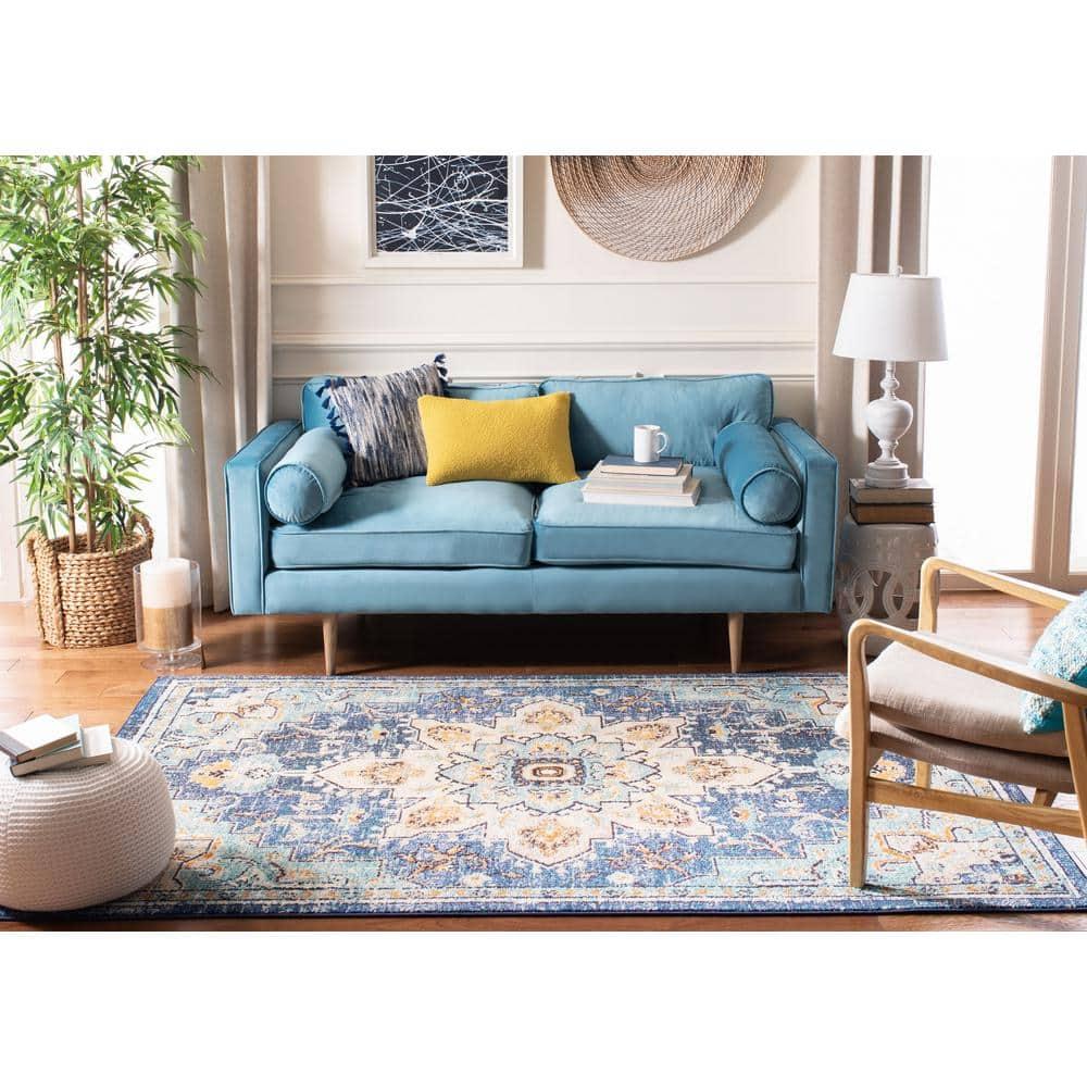 Madison MAD473 Power Loomed Indoor Area Rug - Blue/Light Blue - 4'x6' - Safavieh