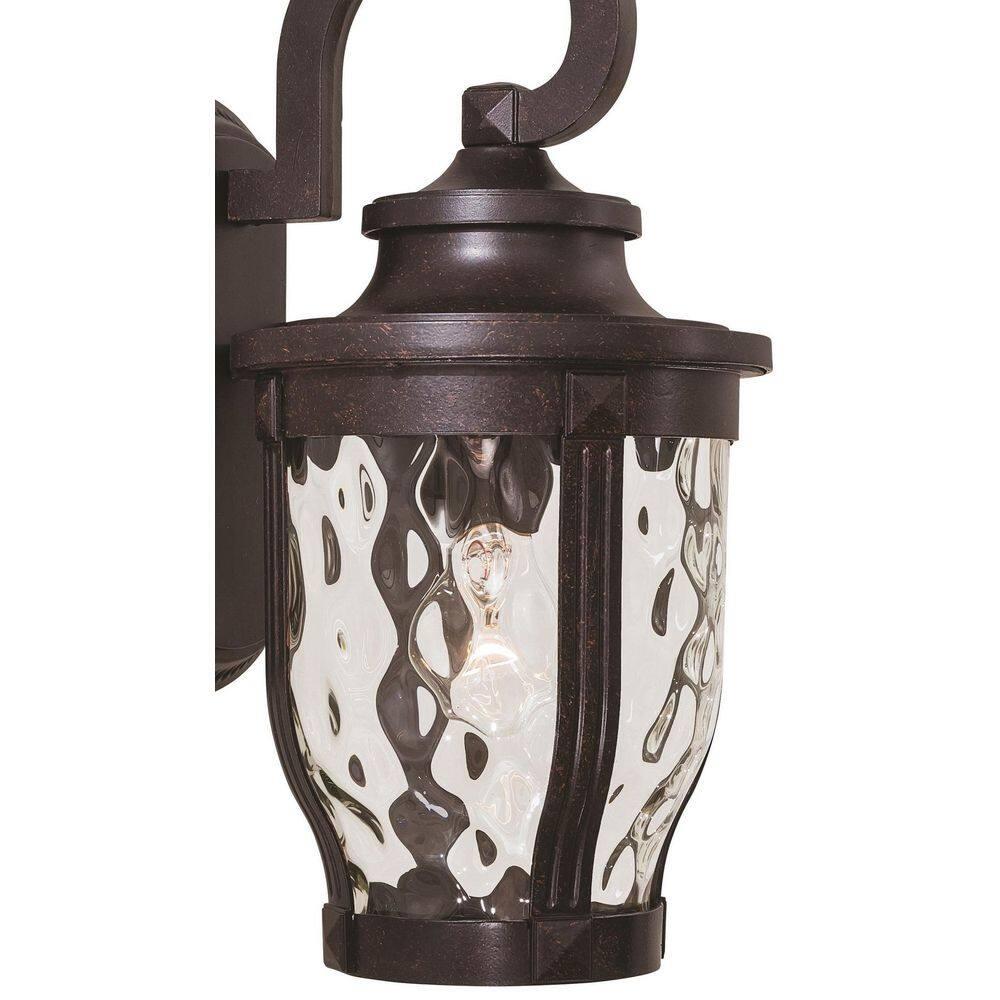 Minka Lavery Rustic Outdoor Wall Light Fixture Corona Bronze 16 1/4" Clear Hammered Glass for Post Exterior Deck Porch Yard Patio