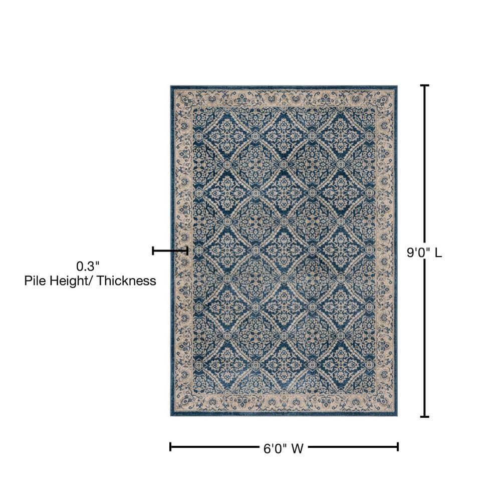 Brentwood BNT863 Power Loomed Indoor Area Rug - Navy/Creme - 6'x9' - Safavieh