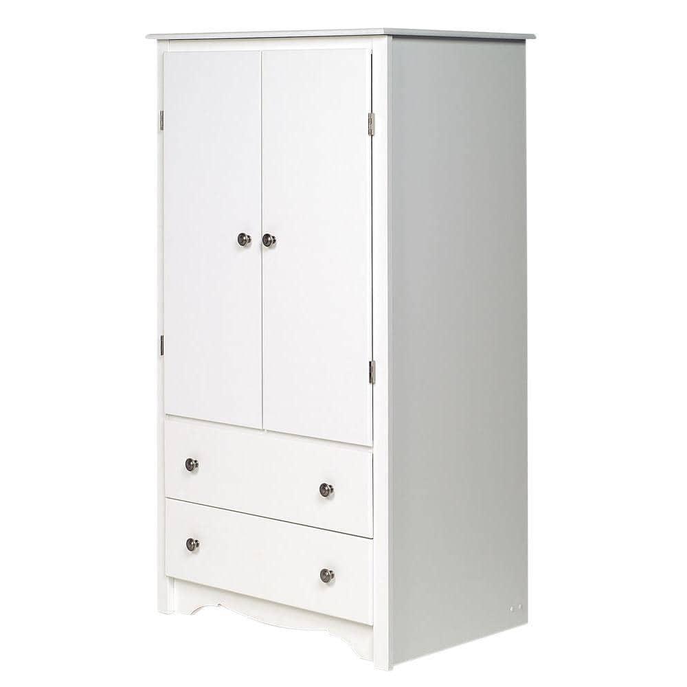 Prepac Monterey Armoire White: Transitional Style, Wood Composite, 2-Door Wardrobe for Hanging Clothes
