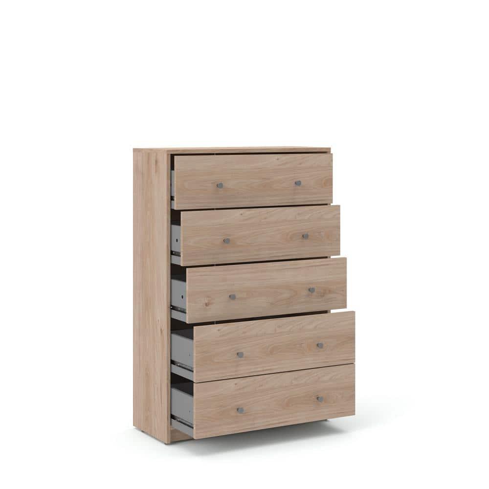 Tvilum Studio 5 Drawer Chest Dresser for Adults, Jackson Hickory