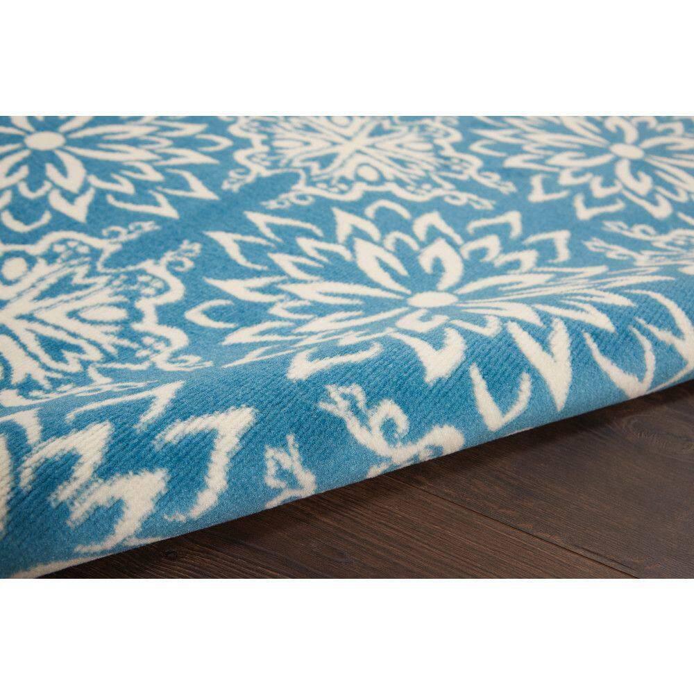Nourison Jubilant Floral Ivory/Blue 5'3" x 7'3" Area Rug, (5x7)