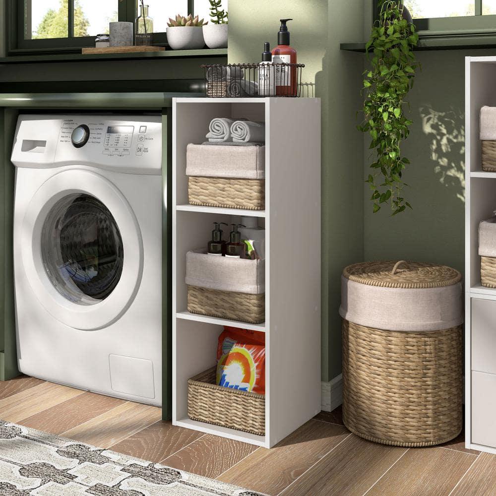 24/7 Shop At Home 35.27" Silkpath Modern 3 Cube Stackable and Modular Bookcase Greige