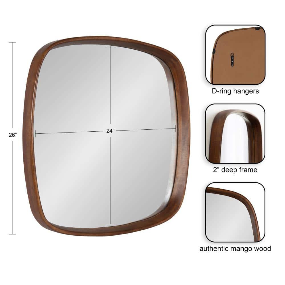Kate and Laurel Prema Framed Wall Mirror, 26x26, Walnut Brown