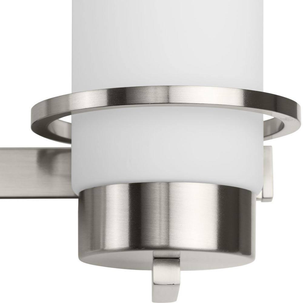 Progress Lighting Reiss 3-Light Vanity Light, Brushed Nickel, White Glass Shade