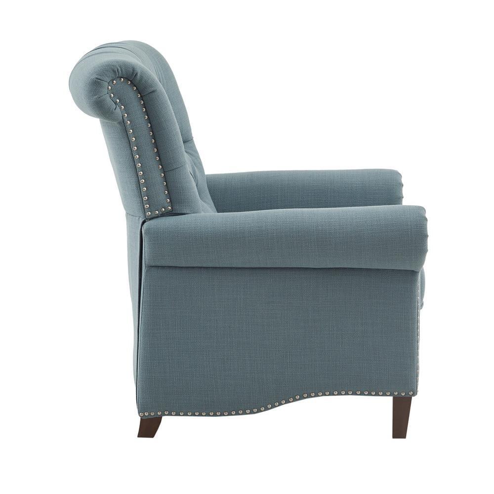Zak Recliner Blue: Madison Park, Polyester & Linen Upholstery, Wood Frame, Foam Fill, Spot Clean